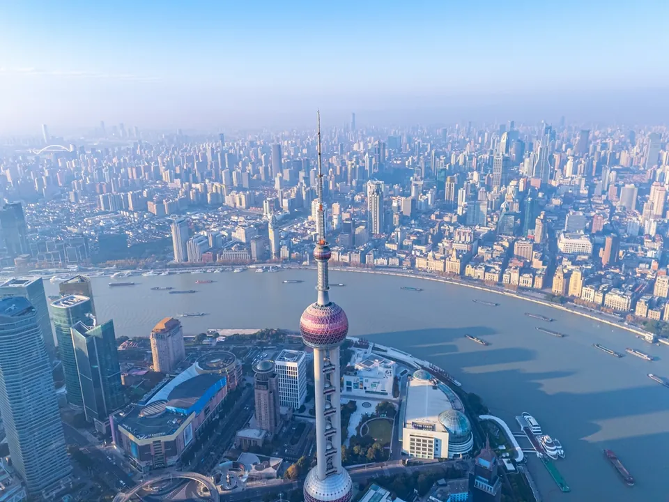 Панорамный вид на Шанхай — Бунд, Пудун и река Хуанпу