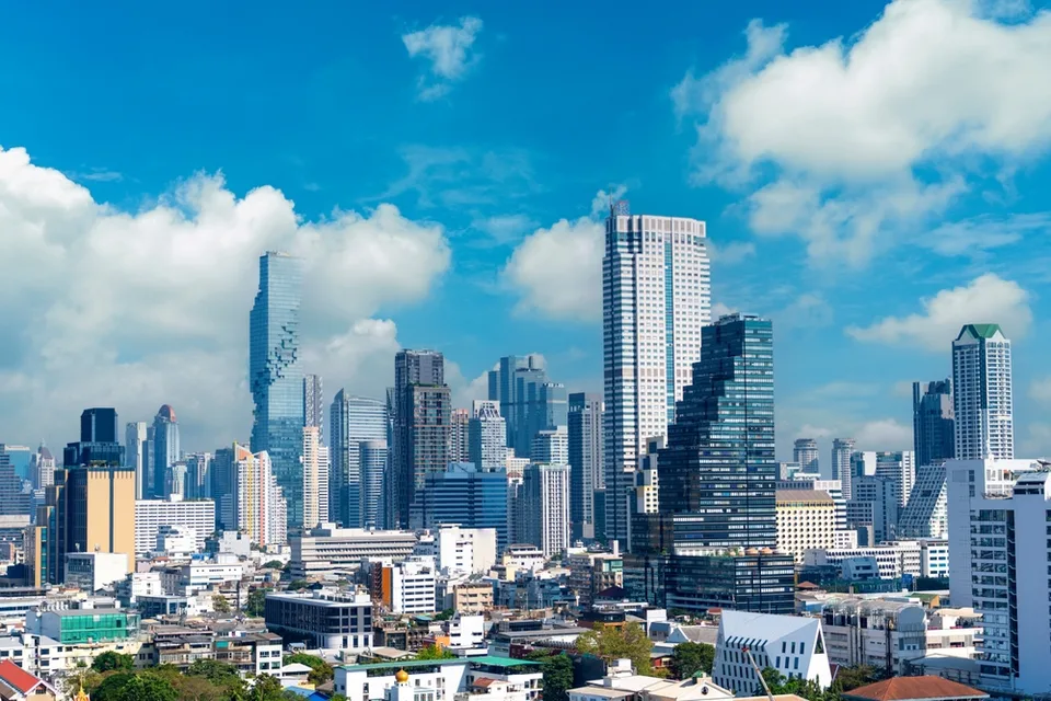 Вид на город Бангкок сверху, Таиланд