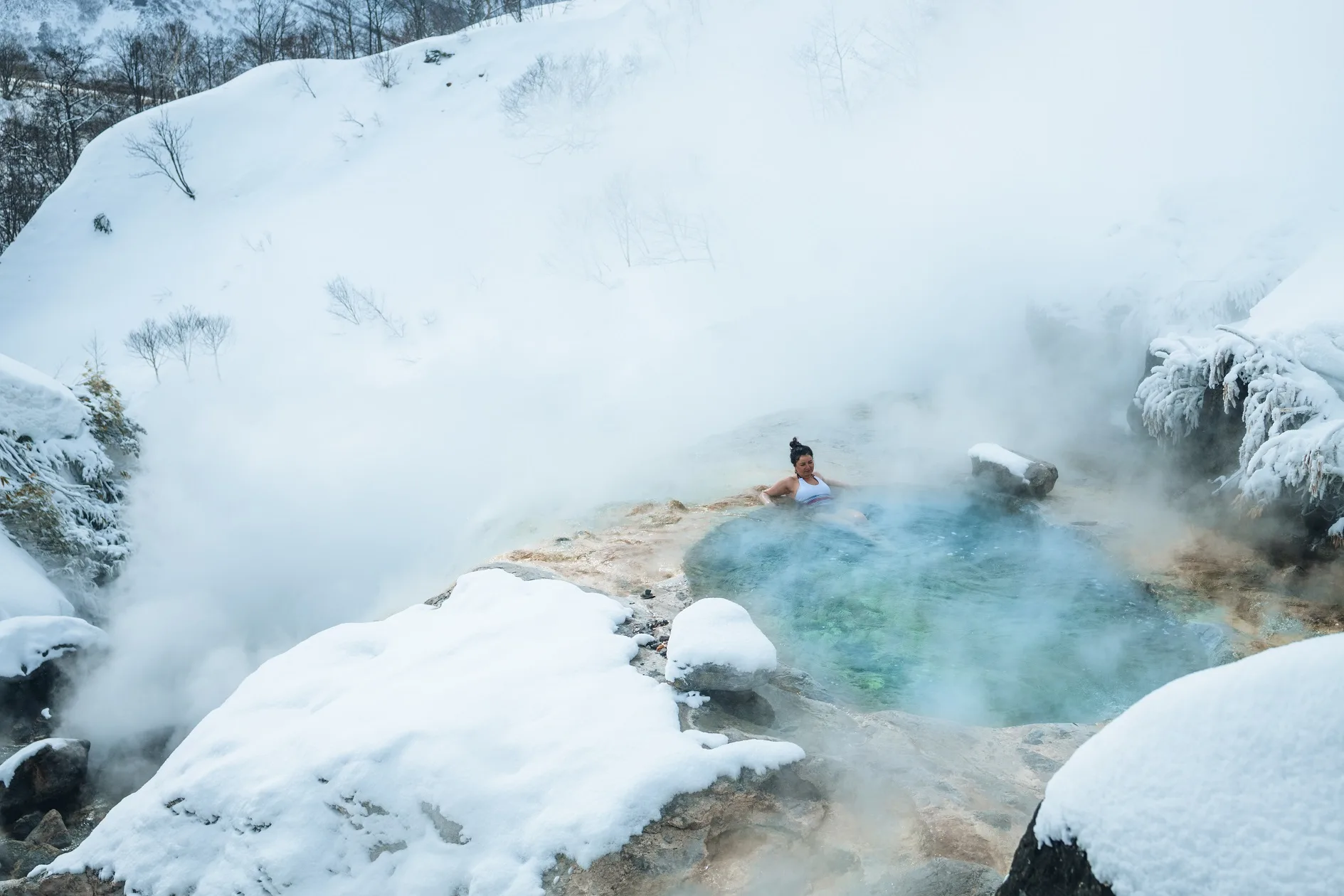 Термальные источники вулкана Баранского зимой
