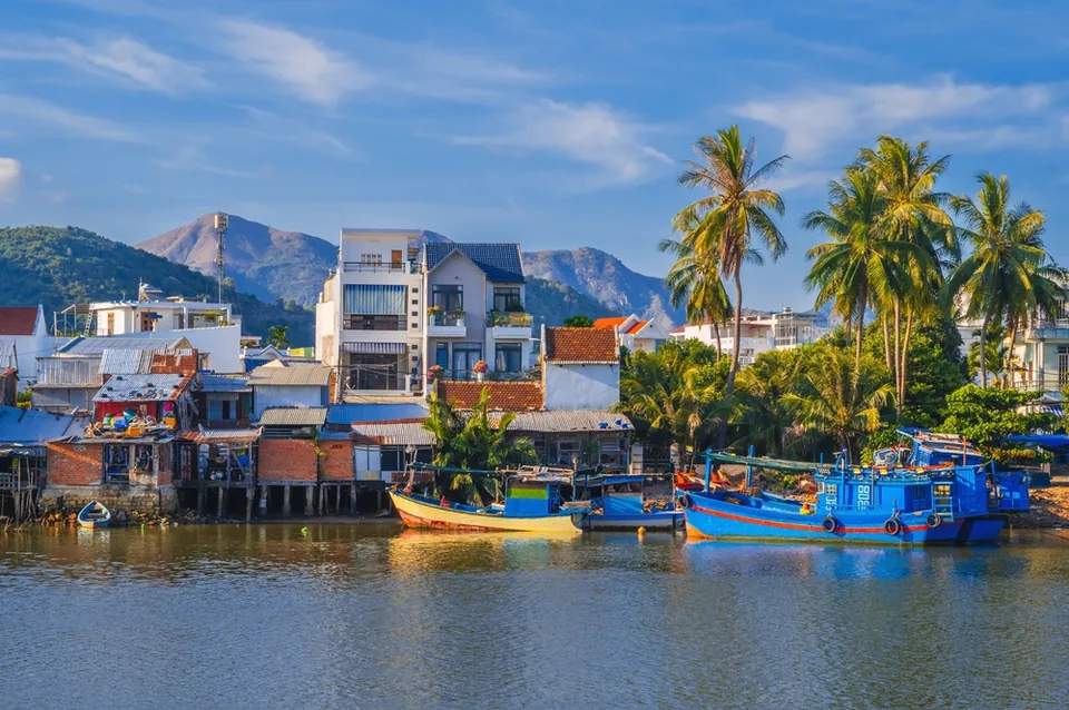 Традиционные круглые рыбацкие лодки в Нячанге, Вьетнам